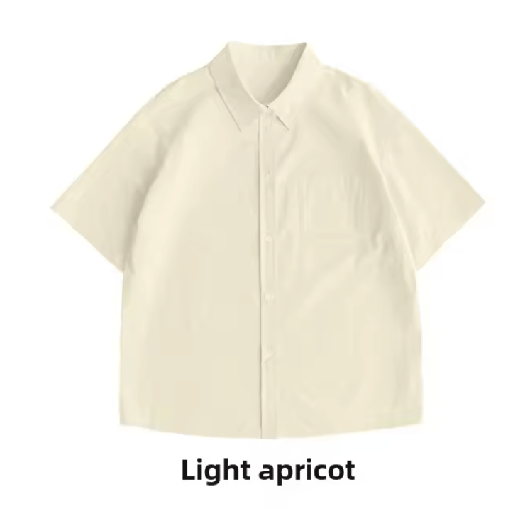 Women’s Loose Casual Short Sleeve Button-Up Shirt – Solid Color Summer Blouse, Minimalist & Versatile Basic Top