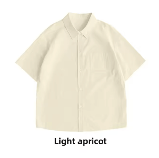 Women’s Loose Casual Short Sleeve Button-Up Shirt – Solid Color Summer Blouse, Minimalist & Versatile Basic Top