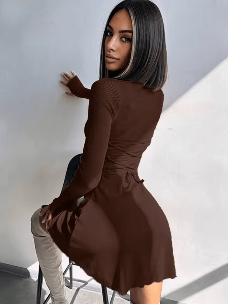 Women’s Sexy Long Sleeve Bodycon Mini Dress – Slim Fit Nightclub Party Dress for Women, Elegant Clubwear for Vacation, Family Events, Evening Outfits
