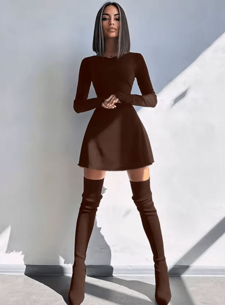 Women’s Sexy Long Sleeve Bodycon Mini Dress – Slim Fit Nightclub Party Dress for Women, Elegant Clubwear for Vacation, Family Events, Evening Outfits