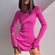 Women’s Elegant V-Neck Long Sleeve Mini Dress – Slim Fit, Solid Black, Sexy Spring Short Dress for Party, Date Night, or Casual Chic Outfits