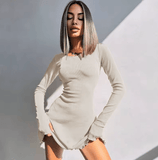 Women’s Elegant V-Neck Long Sleeve Mini Dress – Slim Fit, Solid Black, Sexy Spring Short Dress for Party, Date Night, or Casual Chic Outfits