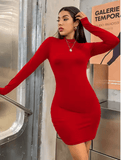 Women’s Slim Fit Long Sleeve Bodycon Mini Dress – Turtleneck, Ruched Pleated Solid Color Party Dress | Sexy Short Evening Clubwear Outfit