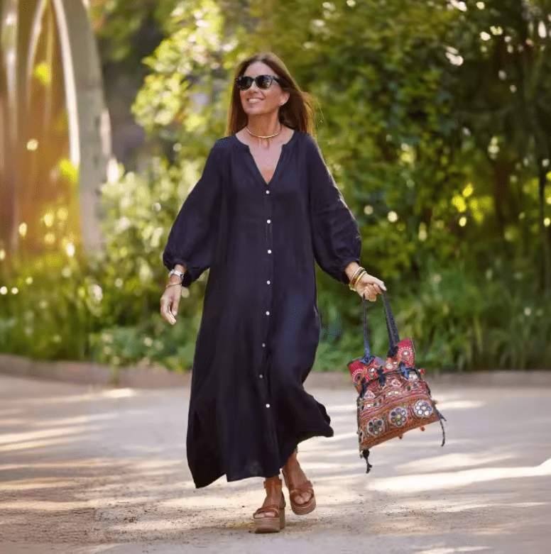 Women’s Summer 2025 Cotton Linen Shirt Dress – Casual Long Sleeve Button-Up Cardigan Style Top | Lightweight & Breathable One-Piece Outfit