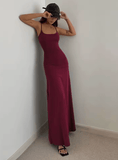 Women’s Elegant Slim-Fit Halter Neck Midi Dress – Sexy Bodycon Long Summer Dress with Spaghetti Straps | Beach Party & Evening Wear
