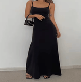 Women’s Elegant Slim-Fit Halter Neck Midi Dress – Sexy Bodycon Long Summer Dress with Spaghetti Straps | Beach Party & Evening Wear