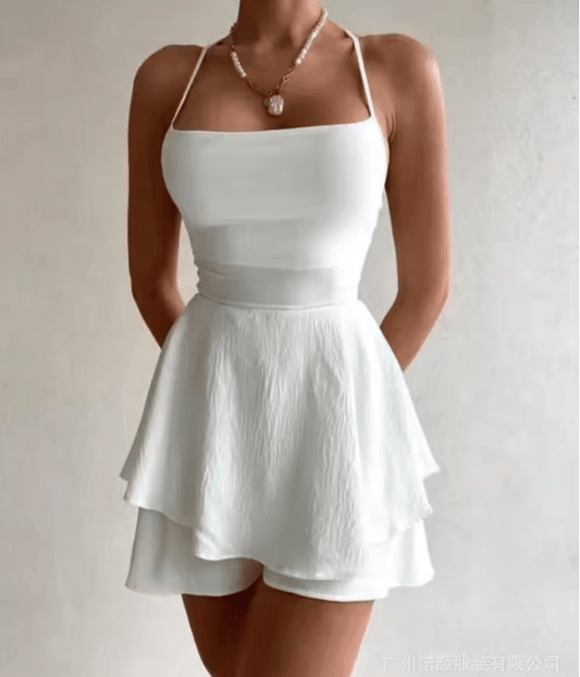 Women’s 2025 Summer Sexy Open-Back Tank Dress – Slim Fit Sleeveless Solid Color Bodycon Dress | European & American Fashion Style