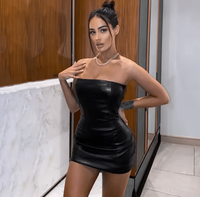 Women’s Sexy Strapless Black PU Leather Mini Dress – Slim Fit Bodycon Sundress | Summer Party Clubwear Package Hip Dress
