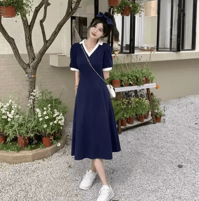 Women’s Cute Kawaii Fairy Dress – Short Sleeve Vintage Cotton Summer 2025 Dress | Retro-Inspired Designer Style with Soft Feminine Charm