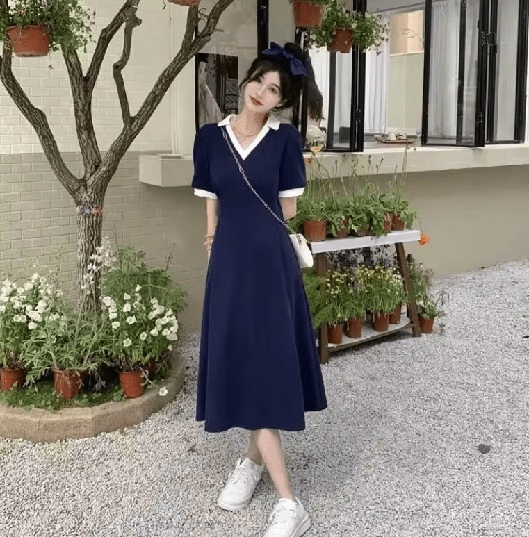 Women’s Cute Kawaii Fairy Dress – Short Sleeve Vintage Cotton Summer 2025 Dress | Retro-Inspired Designer Style with Soft Feminine Charm
