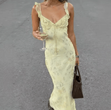 Women’s Sexy Floral Print Summer Dress – Sleeveless Backless Slim Fit Low-Cut Sling Dress | 2025 Beach Vacation Sundress Vestido