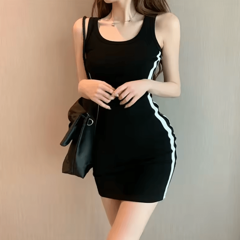 Summer Women’s Casual Slim Sheath Dress – Sleeveless, Spaghetti Strap, Stretch Fit