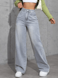 High Waist Straight Leg Women’s Jeans – Loose Fit, Sweet & Spicy Street Style Denim Pants – Casual Long Trousers for Spring & Autumn