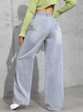 High Waist Straight Leg Women’s Jeans – Loose Fit, Sweet & Spicy Street Style Denim Pants – Casual Long Trousers for Spring & Autumn