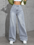 High Waist Straight Leg Women’s Jeans – Loose Fit, Sweet & Spicy Street Style Denim Pants – Casual Long Trousers for Spring & Autumn