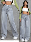High Waist Straight Leg Women’s Jeans – Loose Fit, Sweet & Spicy Street Style Denim Pants – Casual Long Trousers for Spring & Autumn