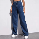 2025 Women’s Pure Color High Waist Jeans – Loose Drape Fit, Slim Straight Leg Denim Pants – Casual Long Trousers, Comfortable Everyday Style