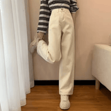 2025 Women’s Pure Color High Waist Jeans – Loose Drape Fit, Slim Straight Leg Denim Pants – Casual Long Trousers, Comfortable Everyday Style