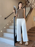 Women’s Loose Straight-Leg Summer Pants – Lightweight Cotton-Silk Blend, 9/10 Length Casual Trousers – Breathable & Relaxed Fit for Warm Weather