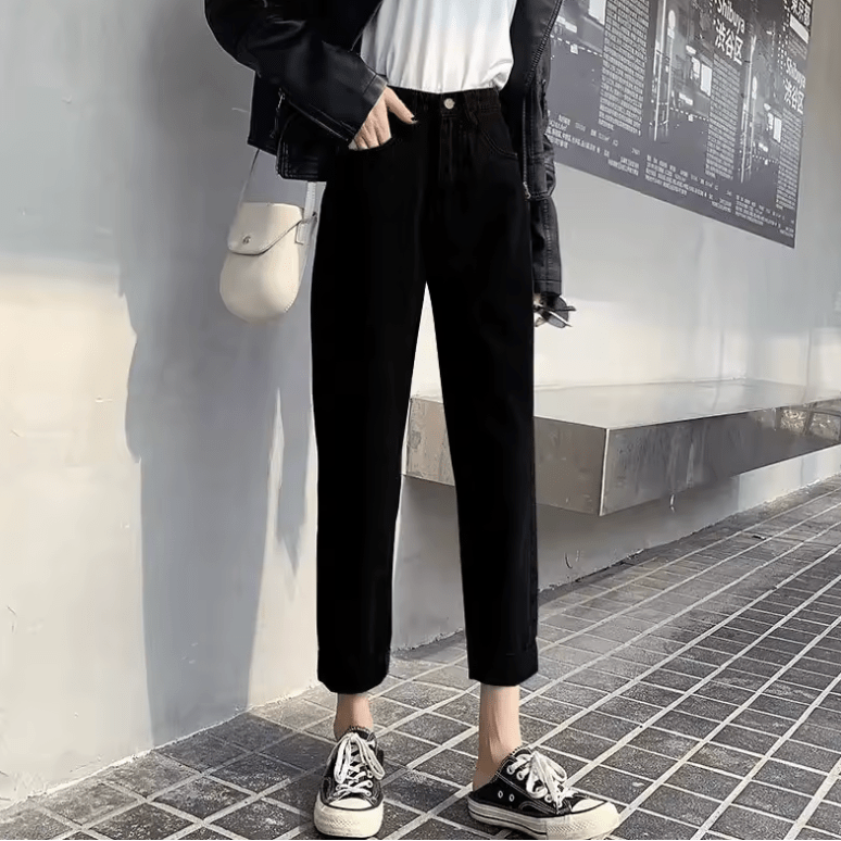 2025 Trendy High-Waisted Harem Jeans for Women – Slimming Loose-Fit, Straight-Leg Denim Pants – Casual Spring & Autumn New Arrival