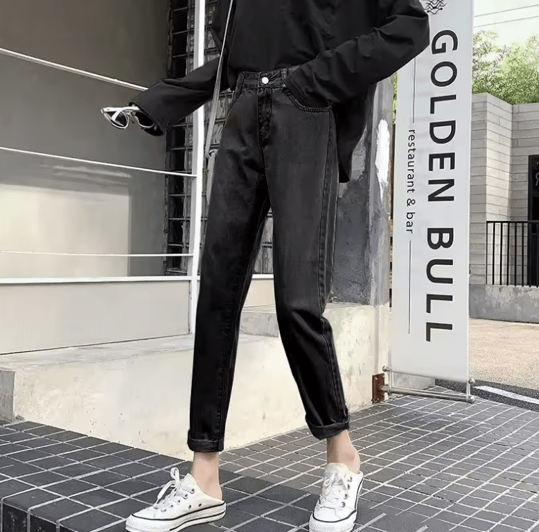 2025 Trendy High-Waisted Harem Jeans for Women – Slimming Loose-Fit, Straight-Leg Denim Pants – Casual Spring & Autumn New Arrival