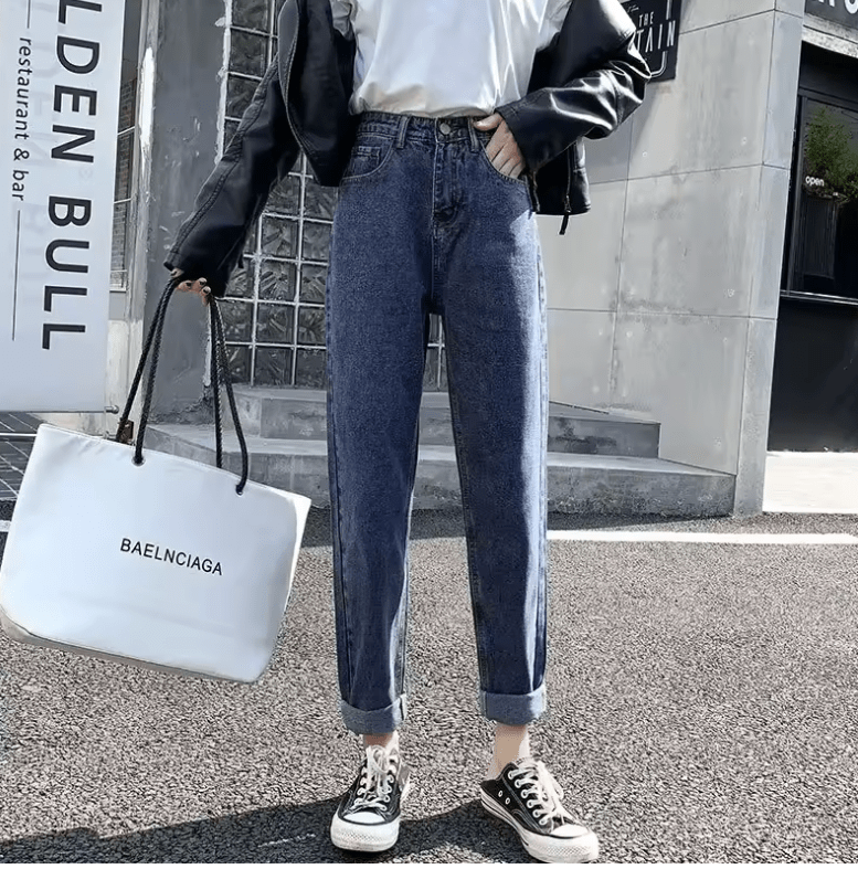 2025 Trendy High-Waisted Harem Jeans for Women – Slimming Loose-Fit, Straight-Leg Denim Pants – Casual Spring & Autumn New Arrival