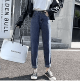 2025 Trendy High-Waisted Harem Jeans for Women – Slimming Loose-Fit, Straight-Leg Denim Pants – Casual Spring & Autumn New Arrival