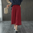 Women’s Cotton Linen Wide-Leg Pants – Korean Style Loose Fit, High Waist with Elastic Band – Lightweight 7/8 Mid-Calf Summer Trousers for Casual Everyday Wear