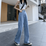 Women’s High Waist Wide-Leg Jeans – Lightweight Summer Denim, Slimming Straight Cut, Floor-Length Casual Pants, Flattering & Breathable Fit