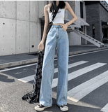 Women’s High Waist Wide-Leg Jeans – Lightweight Summer Denim, Slimming Straight Cut, Floor-Length Casual Pants, Flattering & Breathable Fit