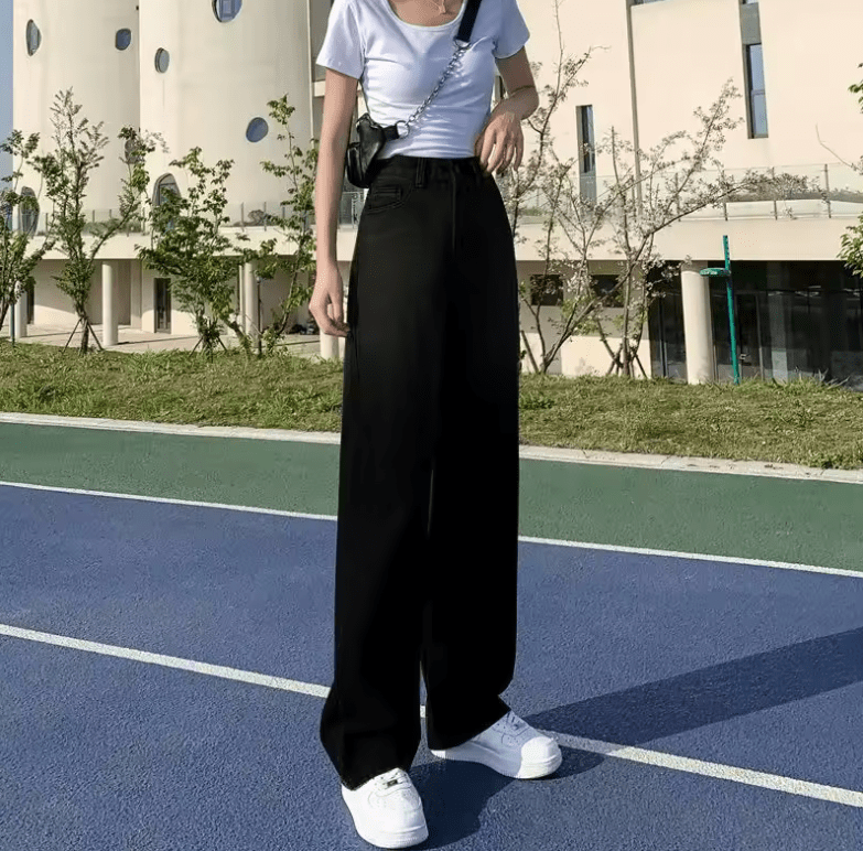 Women’s High Waist Wide-Leg Jeans – Lightweight Summer Denim, Slimming Straight Cut, Floor-Length Casual Pants, Flattering & Breathable Fit