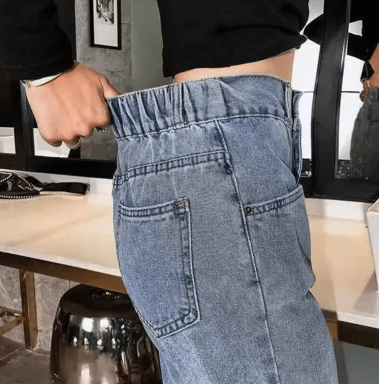 Women’s High Waist Loose Fit Denim Jeans – Autumn Winter Slimming Harlan Carrot Pants, Nine Points Straight Leg Dad Trousers