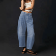 Women’s High Waist Carrot Jeans – Loose Fit Tapered Harlan Pants, Cone-Shaped Casual Denim with Design Sense