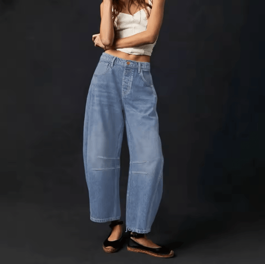 Women’s High Waist Carrot Jeans – Loose Fit Tapered Harlan Pants, Cone-Shaped Casual Denim with Design Sense