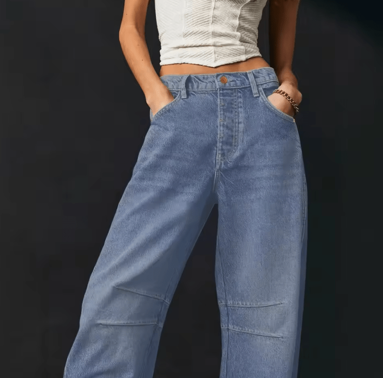 Women’s High Waist Carrot Jeans – Loose Fit Tapered Harlan Pants, Cone-Shaped Casual Denim with Design Sense