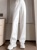 Women’s Spring High Waist Wide Leg Jeans – Loose Fit Korean Street Style White Denim Pants, Baggy Straight Leg Trousers