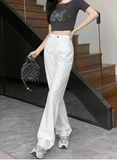 Women’s White Vintage Wide Leg Jeans – High Waist Loose Fit, Slimming Drapey Breathable Straight Floor-Length Denim Pants