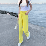 Women’s High Waist Wide Leg Yellow Jeans – Loose Fit Straight Leg Floor-Length Trousers, Summer Fashion Hot Sale