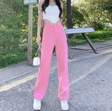 Women’s High Waist Wide Leg Yellow Jeans – Loose Fit Straight Leg Floor-Length Trousers, Summer Fashion Hot Sale