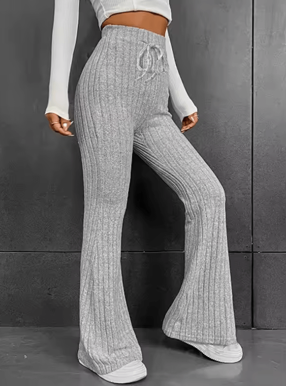 Women’s Extra Large Elastic Waist Knitted Pants – Casual Autumn/Winter Long Trousers, Regular Fit Skateboard Style
