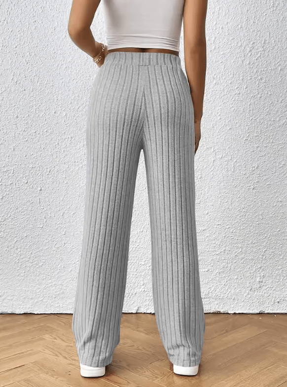 Women’s Extra Large Elastic Waist Knitted Pants – Casual Autumn/Winter Long Trousers, Regular Fit Skateboard Style