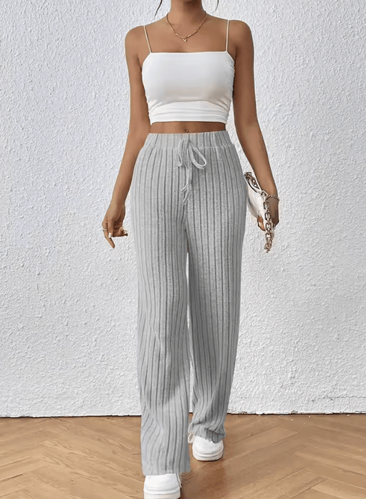 Women’s Extra Large Elastic Waist Knitted Pants – Casual Autumn/Winter Long Trousers, Regular Fit Skateboard Style
