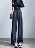 Women’s High Waist Wide Leg Suit Pants – Drapey Straight Cut Business Casual Trousers for Spring & Autumn