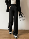 Women’s High Waist Wide Leg Suit Pants – Drapey Straight Cut Business Casual Trousers for Spring & Autumn