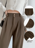 Women’s High Waist Wide Leg Suit Pants – Drapey Straight Cut Business Casual Trousers for Spring & Autumn