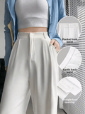 Women’s High Waist Wide Leg Suit Pants – Drapey Straight Cut Business Casual Trousers for Spring & Autumn