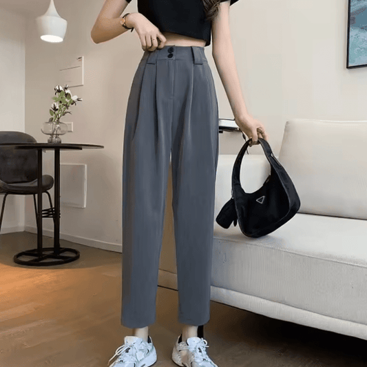 Plus Size Women’s Loose Fit Suit Pants – Straight Leg Wide Trousers, Casual Style for Autumn, New Arrival Trendy Office Look