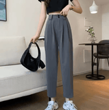 Plus Size Women’s Loose Fit Suit Pants – Straight Leg Wide Trousers, Casual Style for Autumn, New Arrival Trendy Office Look
