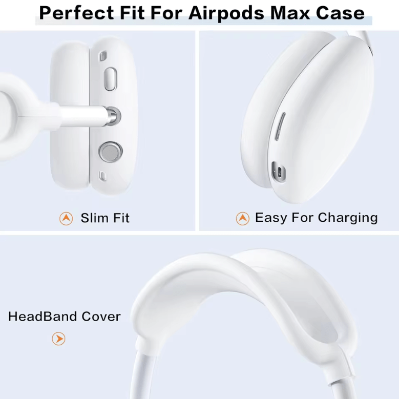 Silicone Case Cover for AirPods Max (2024/2020) – Soft Skin Protector, Anti-Scratch Ear Pad Cover, Shockproof Accessories