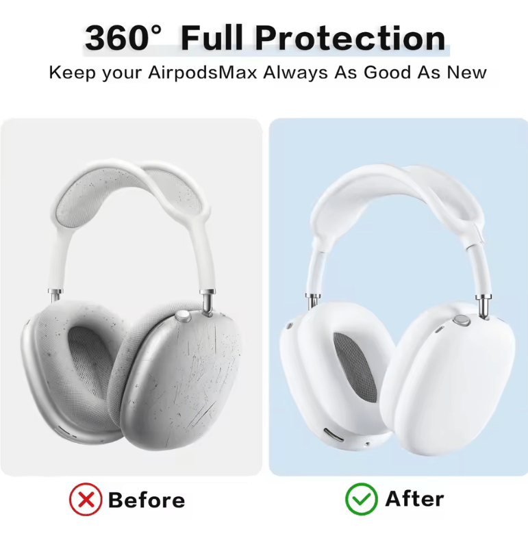 Silicone Case Cover for AirPods Max (2024/2020) – Soft Skin Protector, Anti-Scratch Ear Pad Cover, Shockproof Accessories